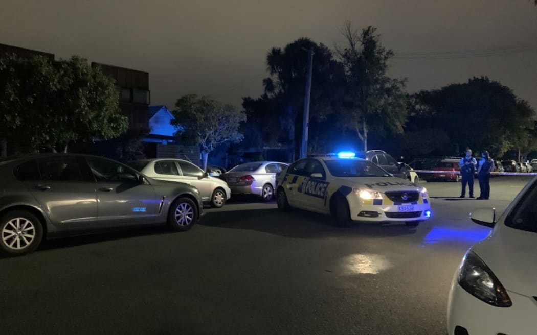 A cordon on Armagh St on Sunday night.