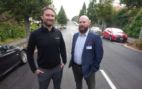 Road Science's Darcy Rogers, left, and NPDC infrastructure manger David Langford.