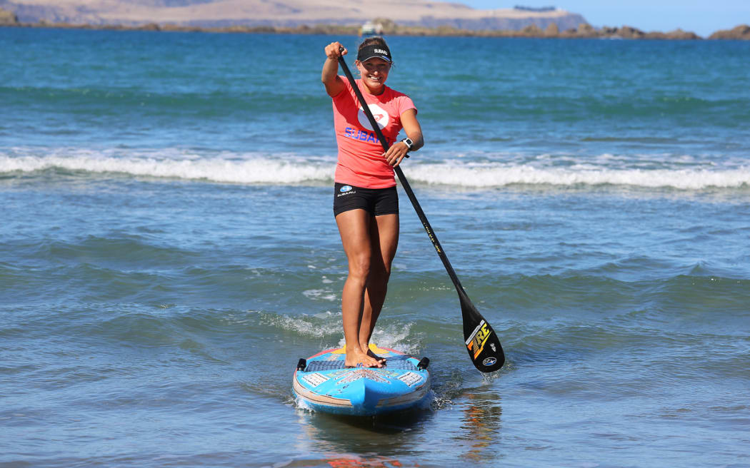 Annabel Anderson took just under four hours to cross Cook Strait.