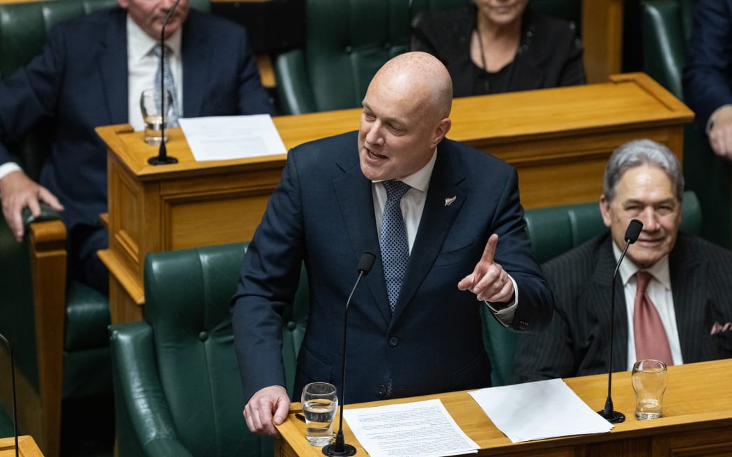 Christopher Luxon in action during the first debate of the 54th Parliament.