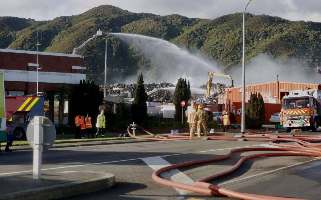 The fire at Macaulay Metals, Seaview, Lower Hutt.