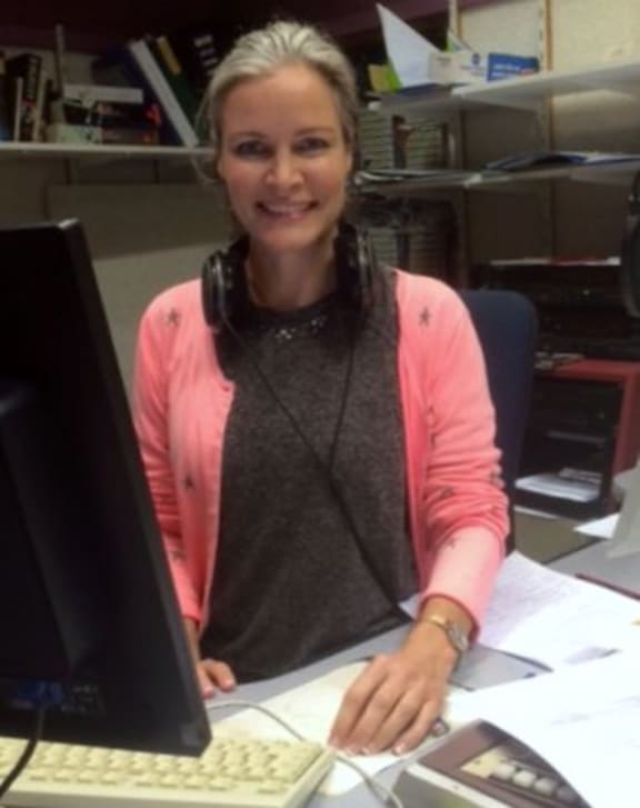 Presenter Amanda Brown in the studio Settling the Score