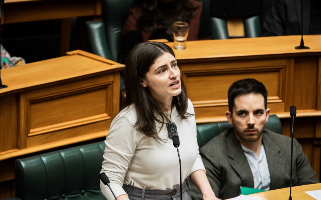 Chloe Swarbrick in the House during AIC tabling in parliament