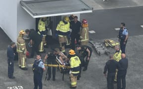 The person was successfully pulled out of the lift and placed on a stretcher.