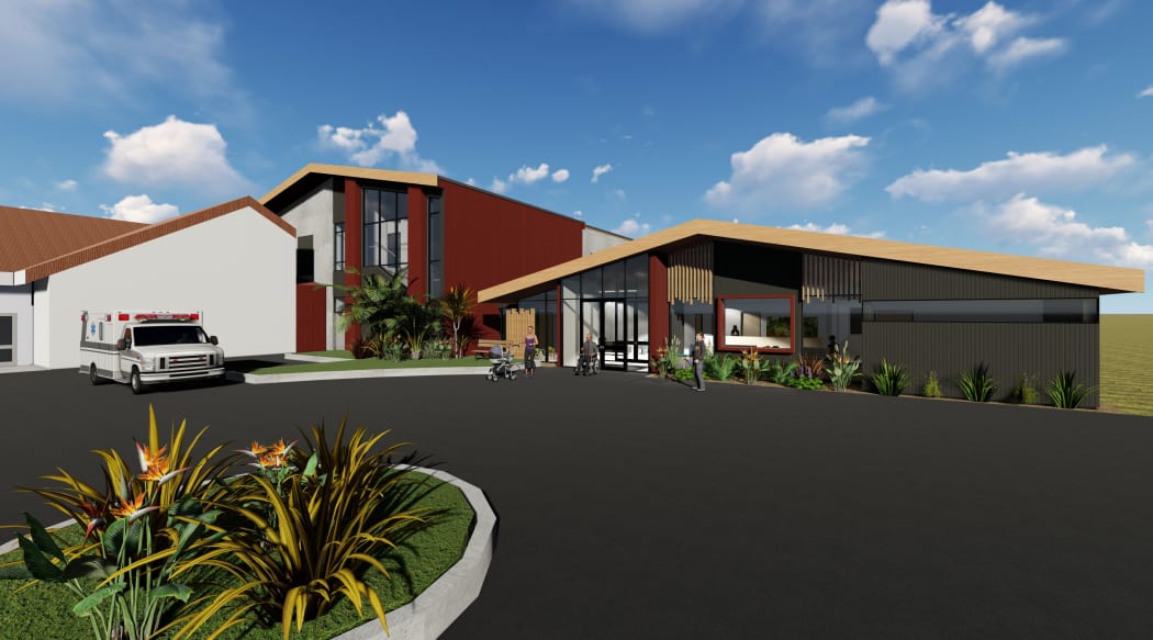 Artist’s impression of the new main entrance of Bay of Islands Hospital, Kawakawa, incorporating a Primary Care facility.