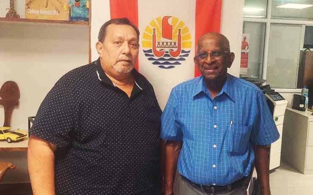 Pacific Games Council President  Vidhya Lakhan (left) in Papeete with French Polynesian Organising Committee Louis Provost (left) – PHOTO Radio 1
