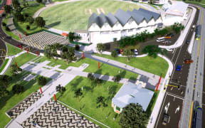 Illustration showing roading around Wellington's Basin Reserve.