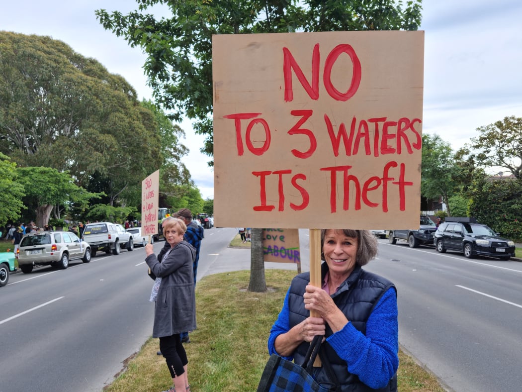 Groundswell protesters in Christchurch Sunday.