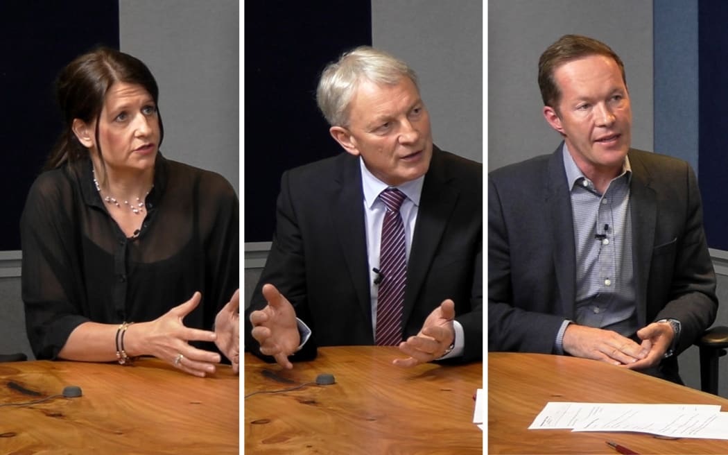 From left, Victoria Crone, Phil Goff and Mark Thomas.