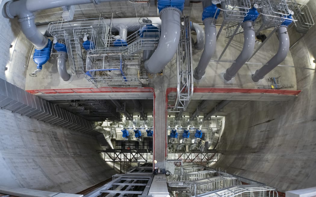 Watercare's newly completed major new pump station sending Central Interceptor tunnel flows to the treatment plant