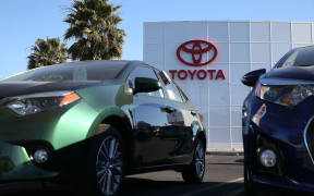 A Toyota car sales yard in California.