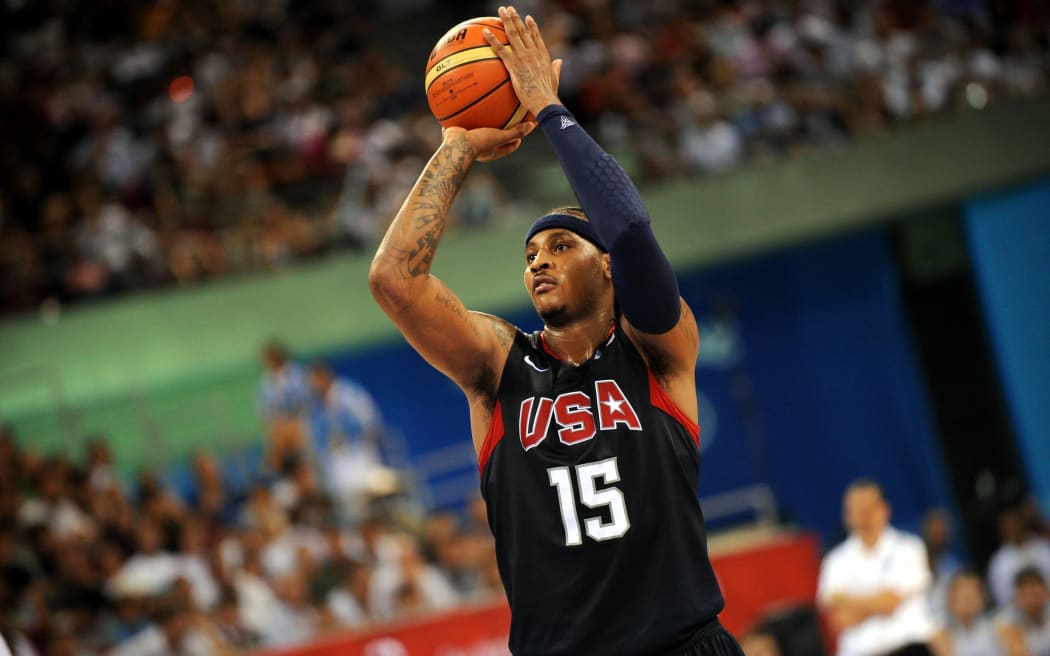 Carmelo Anthony playing for the USA at the Summer Olympics.