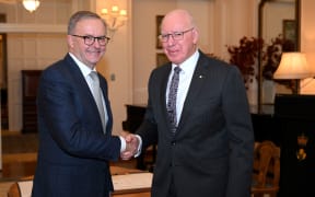 Anthony Albanese and Governor-General David Hurley on the right at the swearing-in ceremony of the former.