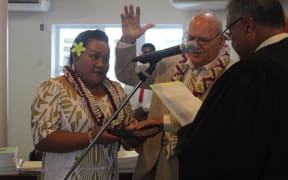 Logoai Siaki Logoai is sworn in as Manu'a District #1 Senator