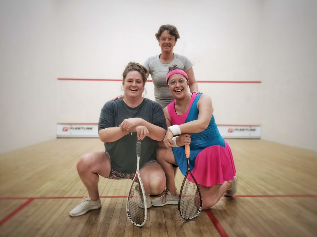 Alice Snedden, Kura Forrester & Dame Susan Devoy at Remuera Rackets Club