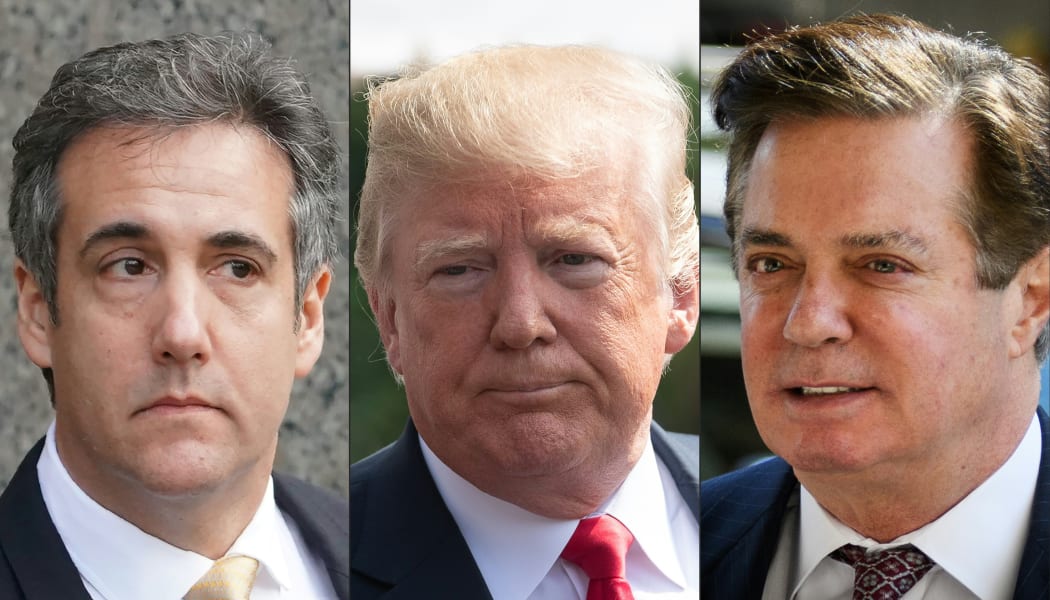 From left, Michael Cohen, Donald Trump, Paul Manafort.
