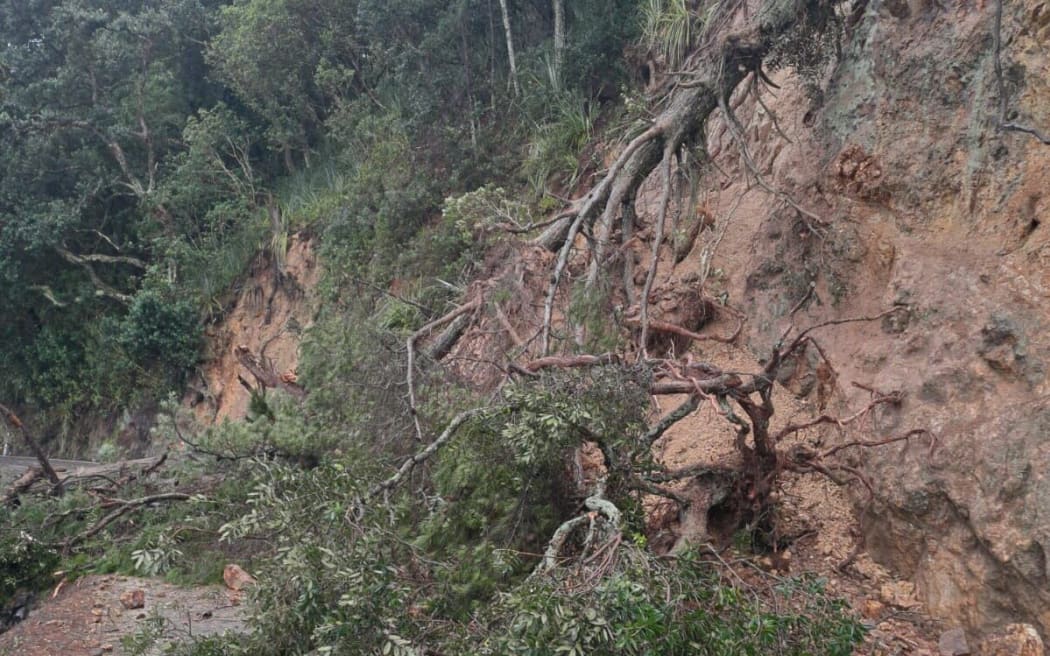 One of the slips which blocked SH 25 in the Coromandel.