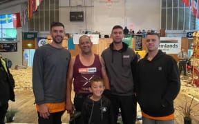 The men of the Gordon family – David, dad Nuki, Joe and Adam with the next generation, Teimana.
