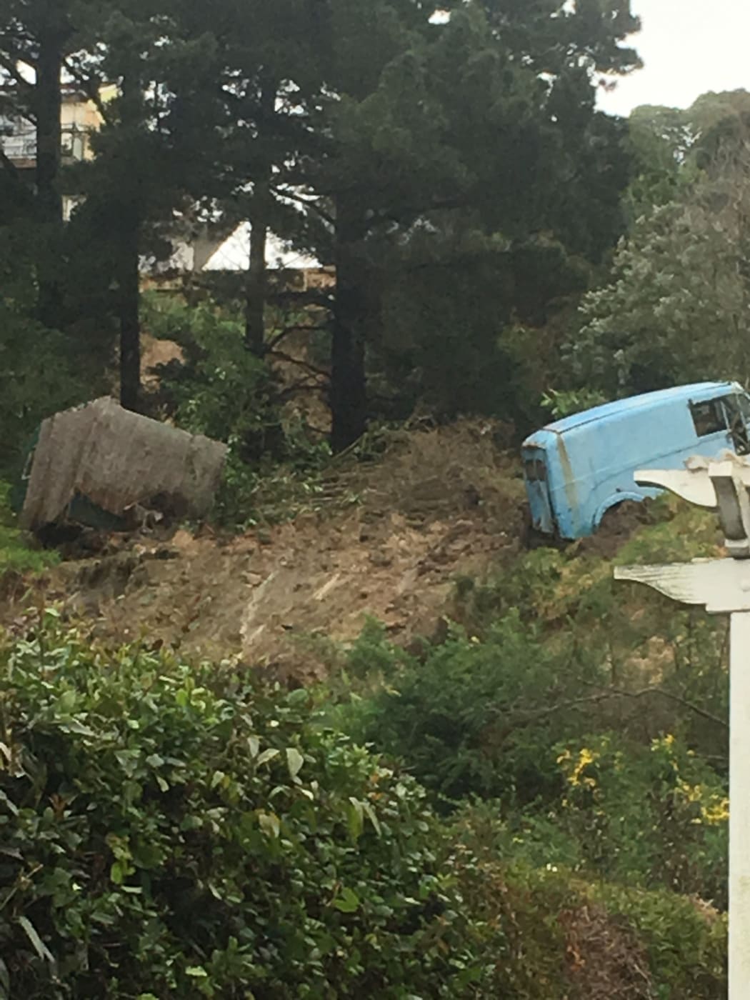 The slip at Ravenswood Road, St Clair, Dunedin.