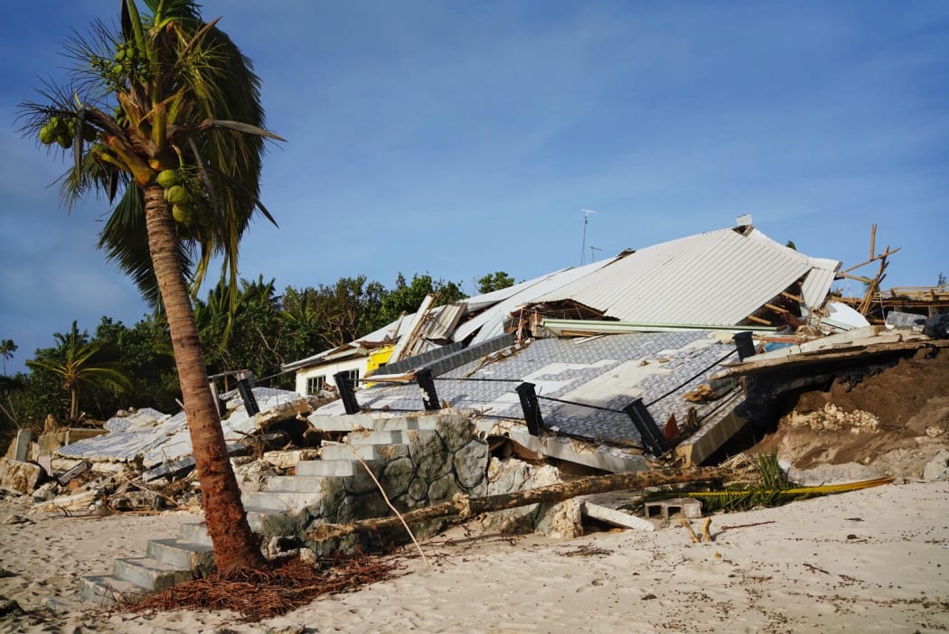 Ruins of Vakaloa Resort, west Tongatapu, following TC Harold.
