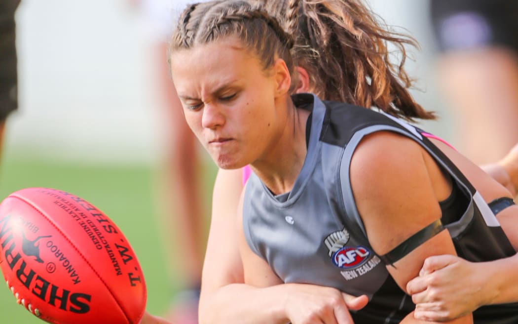 New Zealand's Emma Collins. New Zealand Youth Girls v Mornington Youth Girls, AFL NZ, Westpac Stadium, Wellington, Tuesday 24 April, 2018.