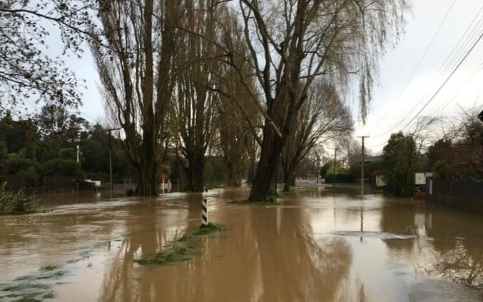 Flood waters on Eastern Terrace in Christchurch.