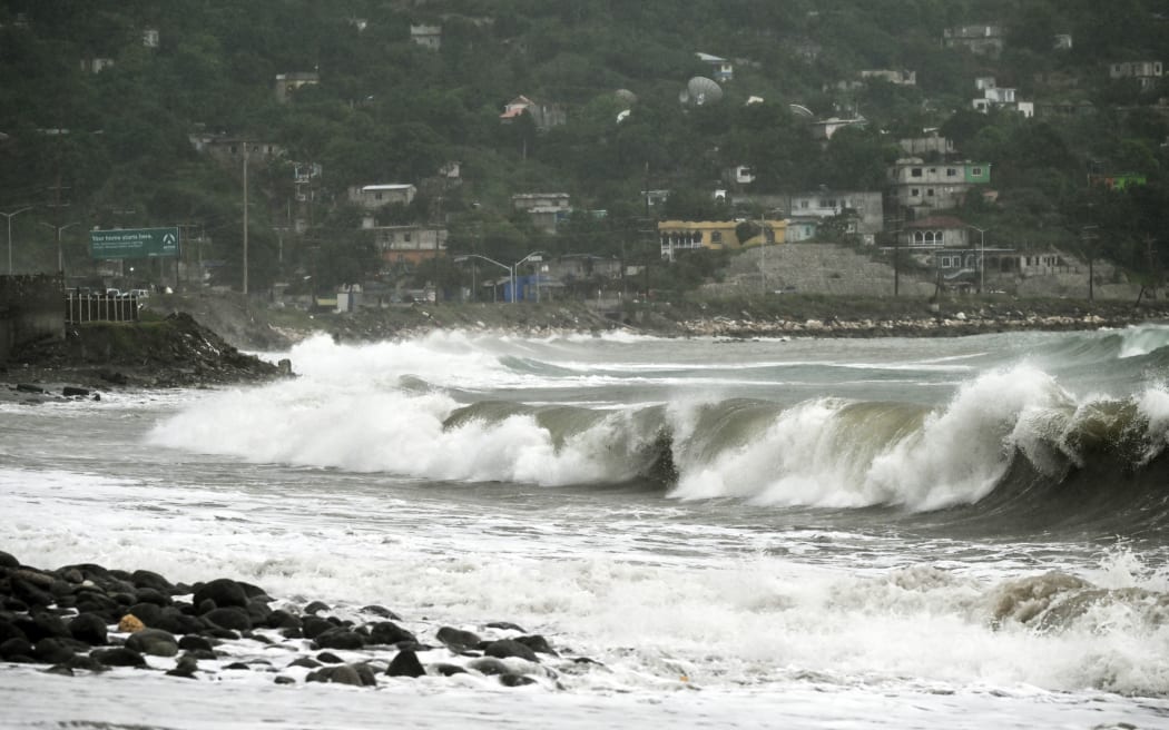 A storm surge before the arrival of Hurricane Melissa in Kingston, Jamaica, on 25 October, 2025.