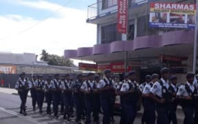 Fiji police march through Lautoka on Saturday