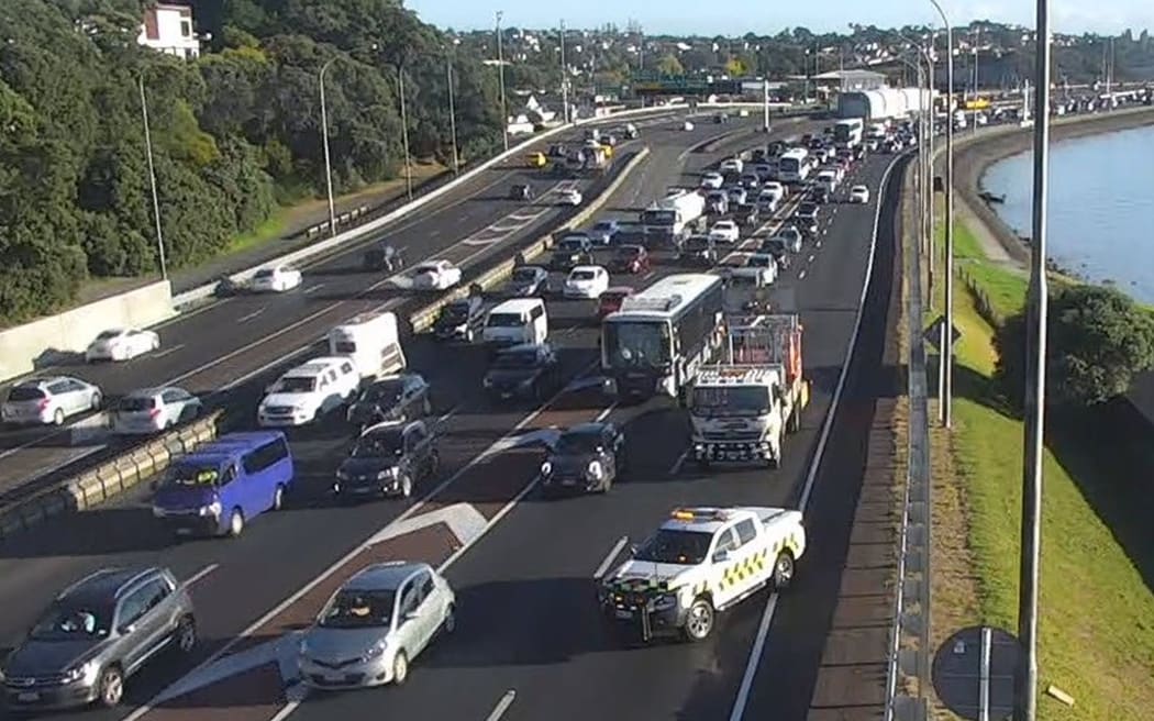 The crash on Auckland Harbour Bridge has been causing heavy delays