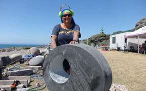 Coromandel artist Jocelyn Pratt her piece inspired by a shin bone.