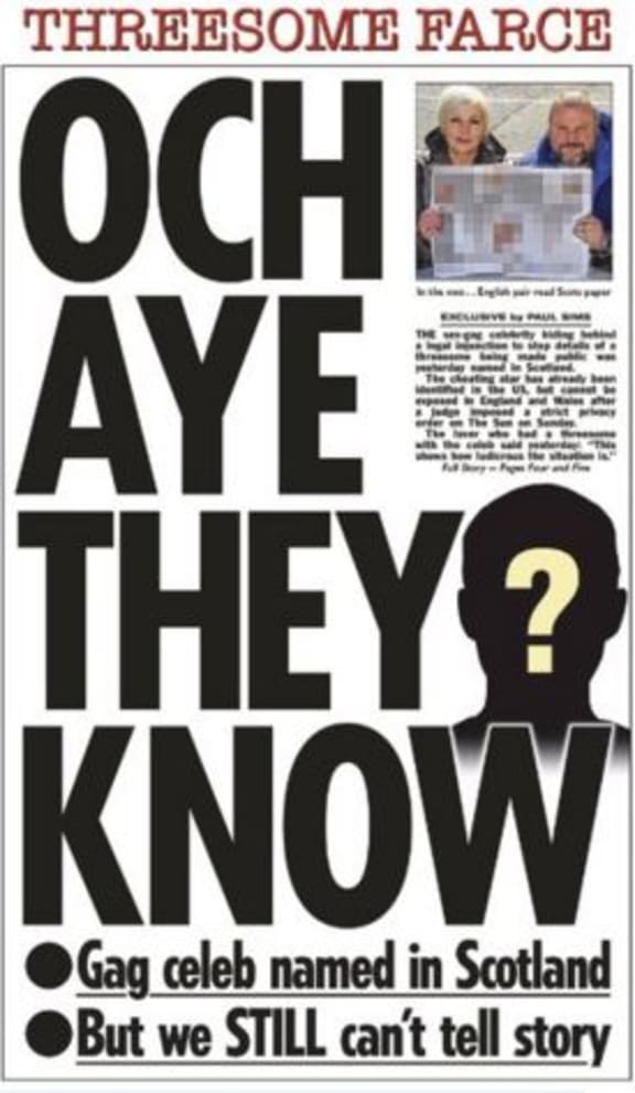 The Sun's front page in England - on the story it couldn't report south of Scotland.