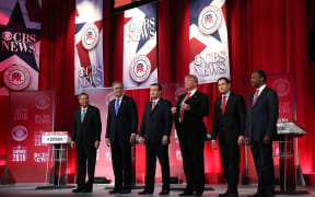 Republican presidential candidates (L-R) Ohio Governor John Kasich, Jeb Bush, Sen. Ted Cruz (R-TX), Donald Trump, Sen. Marco Rubio (R-FL) and Ben Carson at a debate in South Carolina.