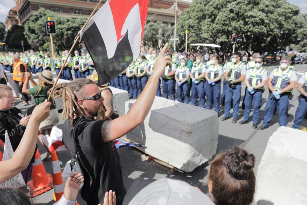 Day 15 Police at Covid convoy protest Parliament, Wellington on 22 February 2022.