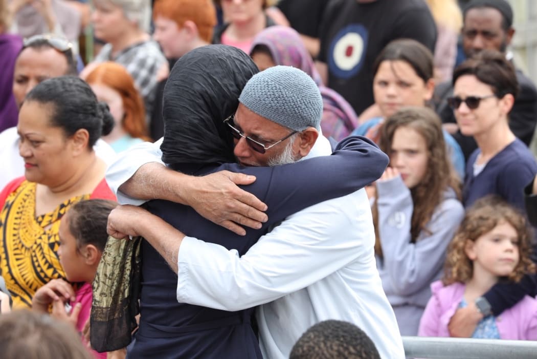 Prime Minister Jacinda Ardern at the   Kilbirnie Mosque.