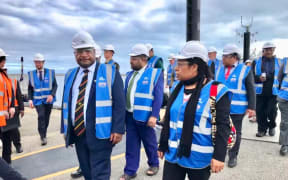 Papua New Guinea prime minister James Marape and wife Rachael (front) visit Australian ship-building company Austal in Perth, 23 July 2019