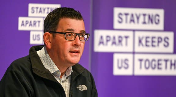 Australia's Victoria state premier Daniel Andrews speaks during a press conference in Melbourne on July 15, 2020, as the city battles fresh outbreaks of the COVID-19 coronavirus while under lockdown.