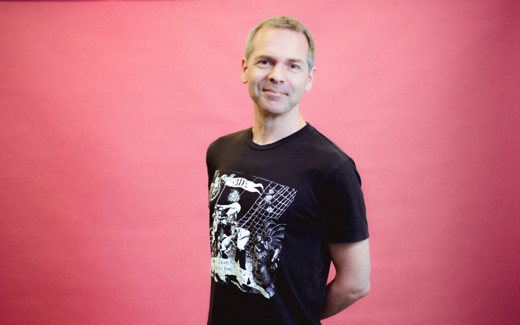 RNZ studio manager Jeremy Ansell in his 3D's t-shirt