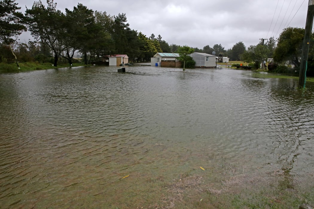 Tolaga Bay Holiday Park underwater due to a blocked culvert pipe