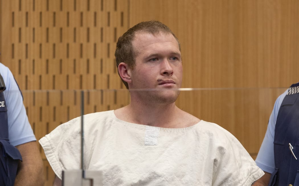 Brenton Tarrant, the man charged in relation to the mosque shootings in Christchurch massacre, in the dock at Christchurch District Court for his first appearance on 16 March.
