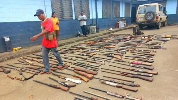 Homemade guns confiscated by or surrendered to police in Alotau.