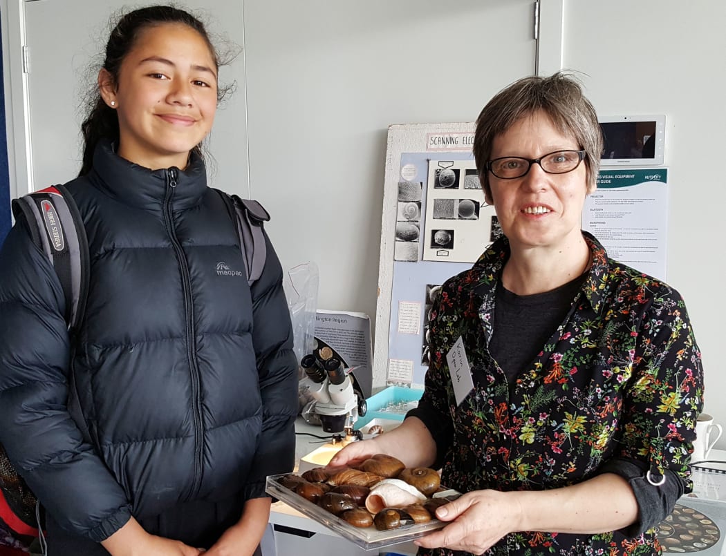 Land snail expert Karin Mahlfeld was on hand at the Bioblitz to introduce people to New Zealand's rich land snail fauna, which includes 1000s of species.