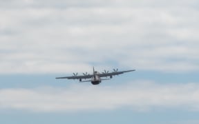 An RNZAF Hercules C-130 departs RNZAF Auckland at Whenuapai on 7 March 2026, bound for the Middle East.