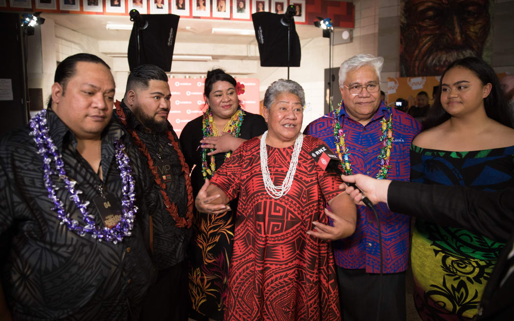 Punialavaâa backstage after winning the Lifetime Achievement Award at the Pacific Music Awards.
