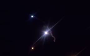 This still image from an Islamic Republic of Iran Broadcasting video that allegedly shows rockets launched from Iran against the US military base in Ein-al Asad in Iraq.