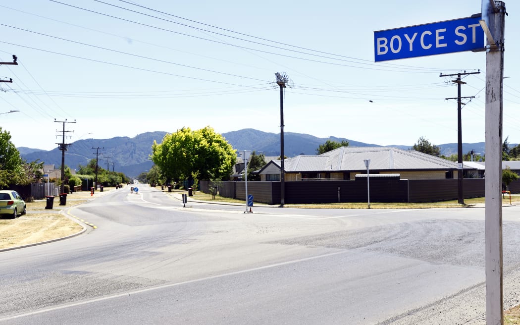 Boyce Street, Renwick, where a person was seriously injured in a house fire, near Blenheim.