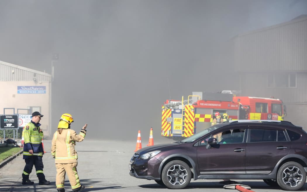 Firefighters are battling a large industrial fire in Christchurch.