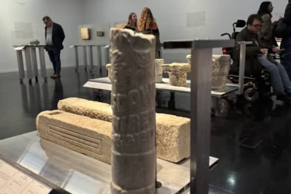 Artefacts on display at the 2025 exhibition at Institut du Monde Arabe in Paris.