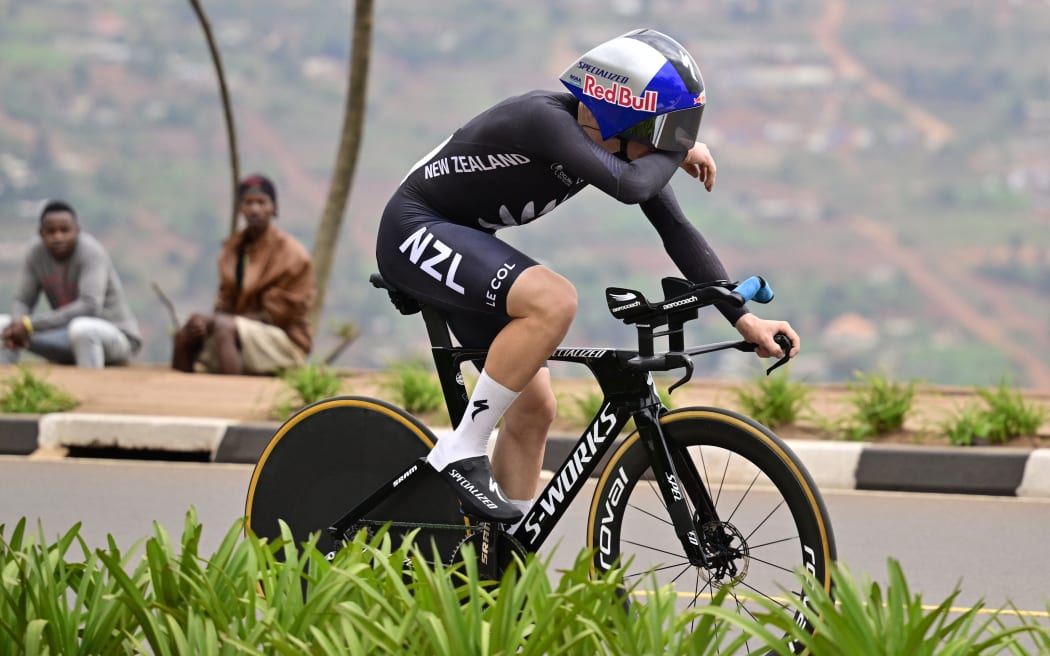 New Zealander Nate Pringle after finishing the Men's U23 Individual Time Trial race (31,2km) at the cycling road world championships, in Kigali, Rwanda.