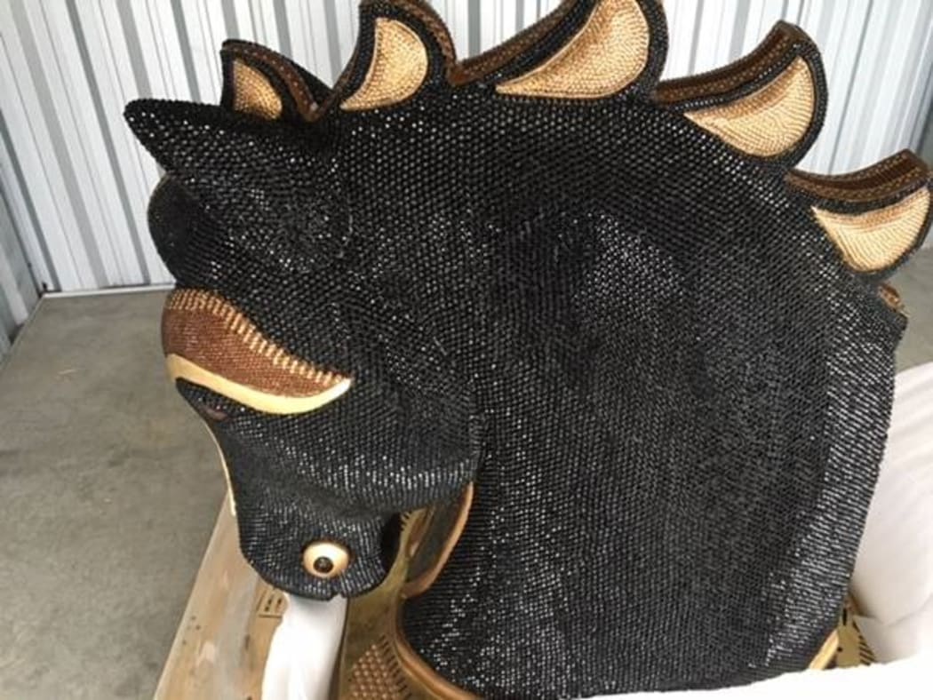 The 400kg sculpture of a diamante-encrusted horse had been freighted into New Zealand from Mexico.