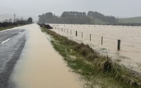 Flooding at Banks Peninsula following heavy rains in the Canterbury region.